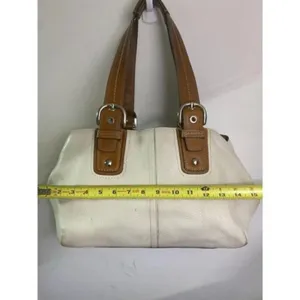COACH Large White Brown Leather Shoulder Bag thumbnail 2
