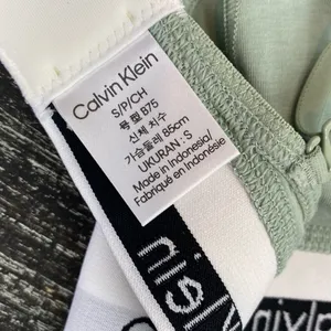 Calvin Klein Sage Green & White Cotton Logo Band Bra S thumbnail 4