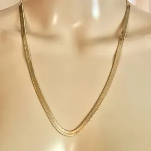 Vintage herringbone gold chain necklace thumbnail 1