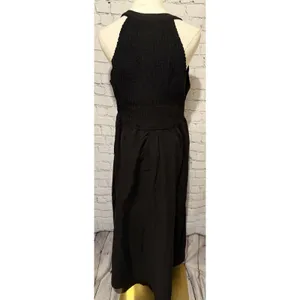 NWT Kirundo black sleeveless midi halter dress cotton blend size large thumbnail 5