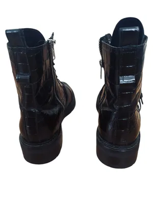 AllSaints Donita Croco Leather Combat Boots thumbnail 4