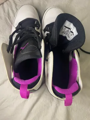 Nike Air Jordan Flight Club 91 Sneakers White Fuchsia Pink Girls Size 6Y thumbnail 6