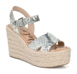 Sam Edelman Maura Snakeskin Espadrille Platform 4" Wedge Sandals Size 8.5 thumbnail 1