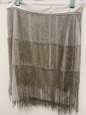 MESHKI NWT Sofia beaded fringe skirt Gray Size XS thumbnail 3