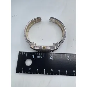 Geneva Platinum‎ Cuff Bracelet Watch Vintage Silver Tone Bangle Japan Movt thumbnail 2
