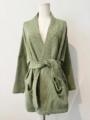 Nike Cardigan Size Small Oil Green Reversible Jacquard Knit Wrap‎ Pilates Cozy thumbnail 11
