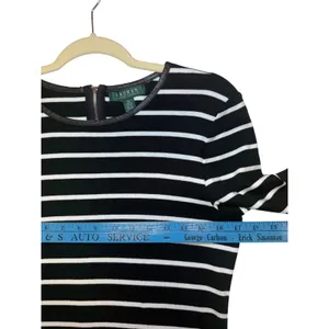 Lauren Ralph Lauren Striped‎ Sheath Dress Faux Leather Nautical Professional M thumbnail 5