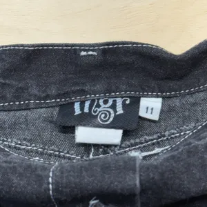 Vintage Y2K MGR Black Denim Mini Skirt Women 11 Button Front USA Contrast Stitch thumbnail 4