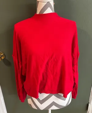 Zenana Outfitters Red Cowl Neck Sweater thumbnail 1