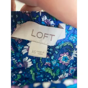 LOFT Blue Floral Smocked Maxi Dress Cottagecore Romantic Garden XS Wedding Party thumbnail 6