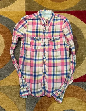 Abercrombie & Fitch Y2K Vintage Early 2000’s Moose Plaid Button Down Shirt Small thumbnail 1
