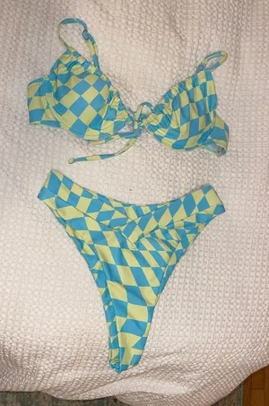 Aurelle green and blue checkered suit! thumbnail 3