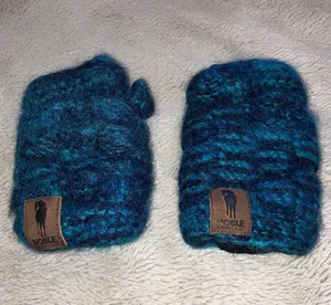 Noble Equestrian Fingerless Lambswool Gloves, One Size Blue thumbnail 1