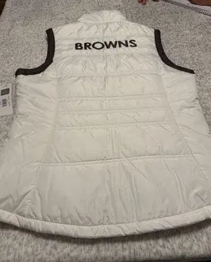 NFL Team‎ Apparel Cleveland Browns Womens White Puffer Vest L NFL Logo NWT thumbnail 1