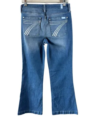 7 For All Mankind Tailorless Dojo Slim Flare Jeans Size 28 Medium Wash Blue Y2K thumbnail 3