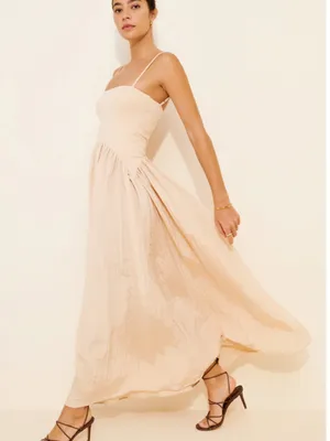 Anthropologie Find Me Now Gold Asymmetric Drop Waist Maxi Elegant Dress Modern Evening Size XS thumbnail 11