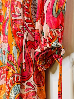 Sundress Blair Havana Framboise Orange Pink Paisley Metallic Mini Dress thumbnail 11