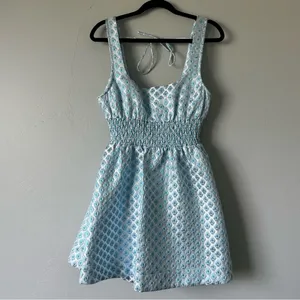 Tuckernuck Hill House Cher Dress Snowflake Brocade Mini Blue Large thumbnail 2