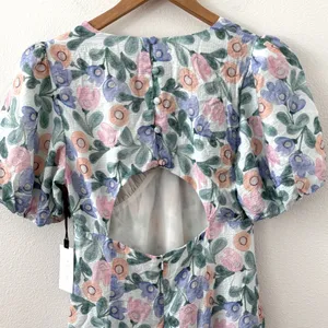 NWT Astr The Label Floral Puff Sleeve Cutout Dress L thumbnail 9