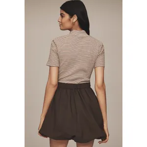 Maeve Anthropologie NWT Belted Twofer Striped Green Bubble Mini Dress‎ Medium thumbnail 3