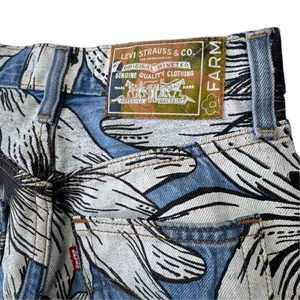 Levis x Farm Rio Ribcage Straight Jeans Womens 24 Blue Tropical Ankle High Rise thumbnail 13