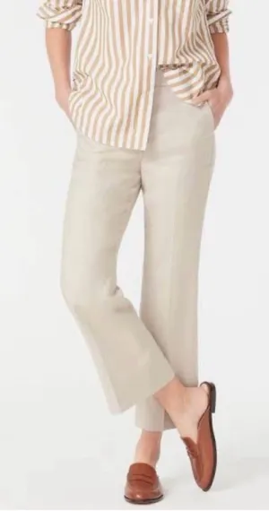 J.Crew• Beige Linen Kickout Crop Trouser• S 2 thumbnail 1