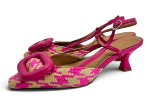 Sesto Meucci Woven Houndstooth Slingback Kitten Heels thumbnail 1
