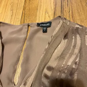 Bronze Shimmer Faux Wrap Bodysuit Plunge V-Neck Top Size S thumbnail 6