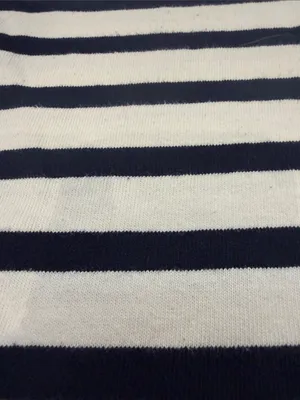 J. Crew Navy and White Striped Boatneck 3/4 Sleeve Top Large C60-034 thumbnail 3