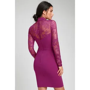 Lulus Oretha Fuchsia Lace Long Sleeve Bodycon Dress Small NWT thumbnail 10