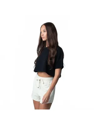 Talentless Cropped T-Shirt Tee Boxy Oversized Black Women's Size Medium thumbnail 3