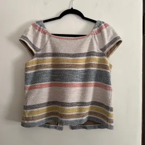 MADEWELL | Texture and Thread | Nubby Knit Striped Button down Boho Top | Medium thumbnail 6