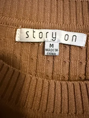 Story On Camel Brown Cable-Knit Sweater Dress Size Medium thumbnail 2