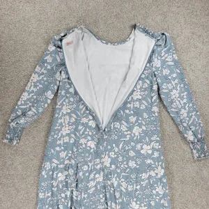 Udel New York Dress Womens M Blue Floral Smocked Puff Sleeve Cottagecore Maxi thumbnail 11