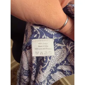 LA PLAGE Emily Cotton Printed Tassel Pocket Maxi Dress Blue White Boho Paisley thumbnail 9