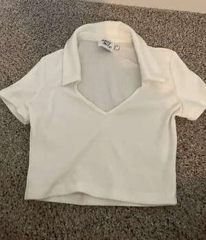 Princess Polly White Collared Cropped Shirt thumbnail 1