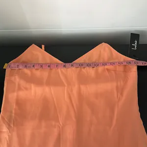 Lulus Bright Orange V Neck Midi Dress NWT Small Summer Wedding Guest Cocktail thumbnail 3