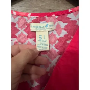 Caribbean Joe size Large tunic women Pink Resort Pool V neck Vacation Tunic thumbnail 2
