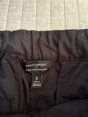Banana Republic high rise black twill cargo wide leg cotton casual pants S thumbnail 7