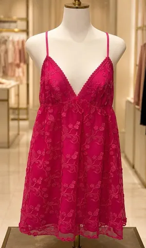 NEW Flora Nikrooz Meg‎ Floral Embroidered Chemise Pink Sleepwear Feminine S thumbnail 1