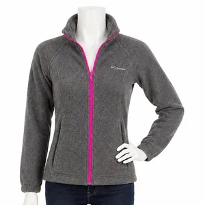 Columbia Womens Fleece Jacket Gray Pink Benton Springs Full‎ Zip S thumbnail 1