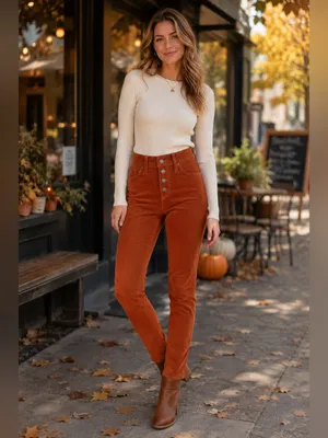 NWT Universal Thread Size 2 reg Burnt Orange rust Corduroy Mid Rise Skinny Pants thumbnail 3