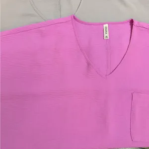 2 -Zenana Outfitters Vibrant Pink/Grey Short Sleeve Tee Women’s XL thumbnail 3