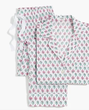 J Crew Cotton Pajama Set with Cropped Pant thumbnail 1