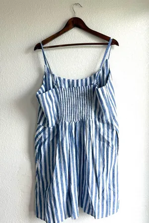 NWT Old Navy Womens Dress Blue White Stripe Sleeveless Linen Blend Size XXL thumbnail 2