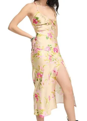 ASOS Reclaimed Vintage Cami Satin Midi Dress in Summer Floral, Size 12 thumbnail 1