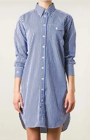 Polo Ralph Lauren Striped Poplin Shirt Dress Menswear-inspired Women's S PREP thumbnail 1