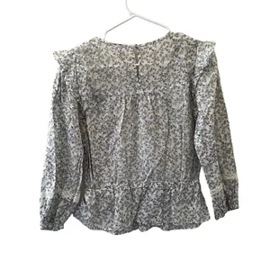LC Lauren Conrad floral prairie lace women's blouse long sleeved boho frills thumbnail 8