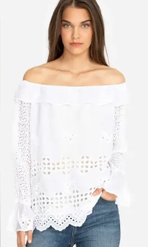 JOHNNY WAS Lilith Off Shoulder Eyelet‎ Blouse thumbnail 1