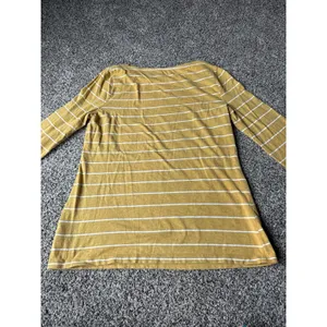 A New Day Women's yellow white striped quarter sleeve top size large thumbnail 7